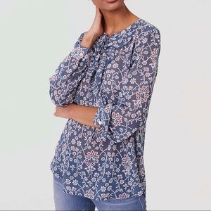 LOFT | NWOT Jasmine Lace Up Ruffle Blouse